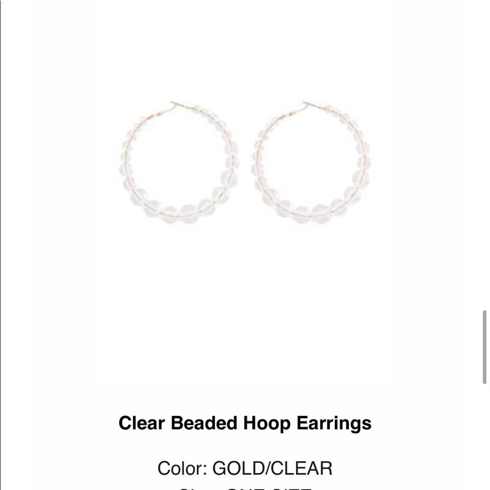 CLEAR BEADED GOLD HOOPS